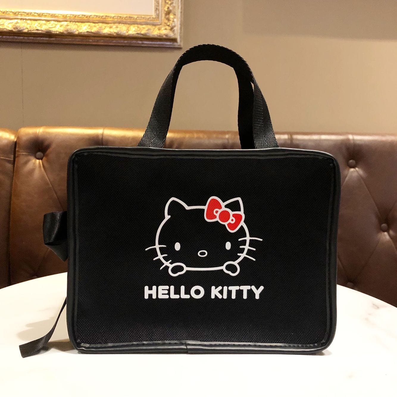 Showlu Fashion Store 50012010 KT cat small square Black Canvas Fashion Solid Color Mummy Bag Office Worker Handbag