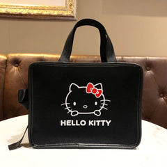 Showlu Fashion Store 50012010 KT cat small square Black Canvas Fashion Solid Color Mummy Bag Office Worker Handbag