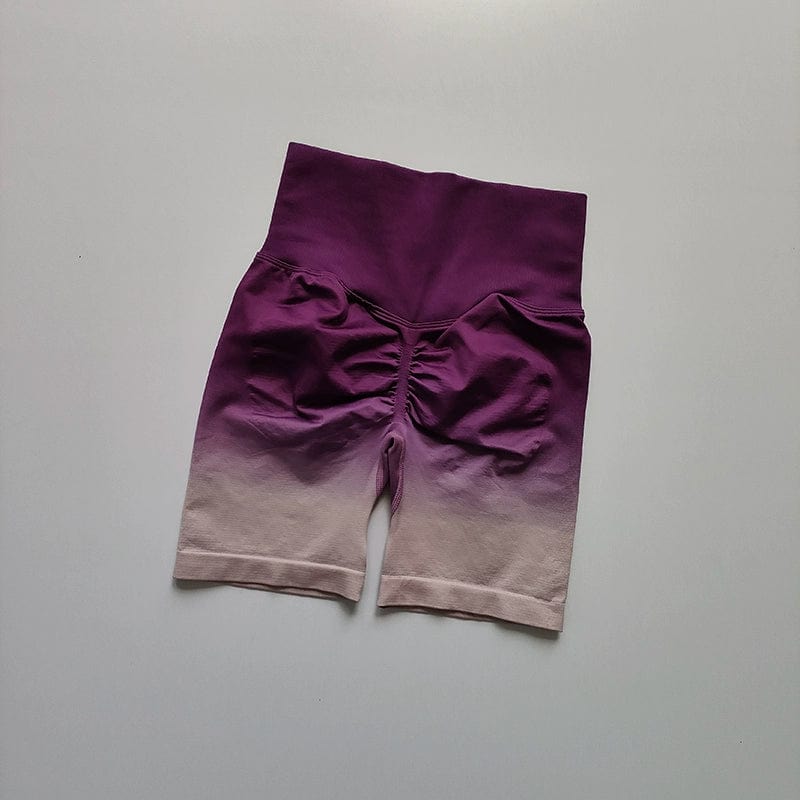 Showlu Fashion Store 50023108 S / Gradient Grape Purple Gradient Fitness Women's High Waist Hip Lift Half Length Cycling Shorts