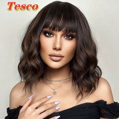  Showlu Fashion Store 50023284 056 Short Hair Wig Fashion Wind Wave Curly Hair Short Hair Straight Bangs Nature Corn Curler Wig Full-Head Wig Female