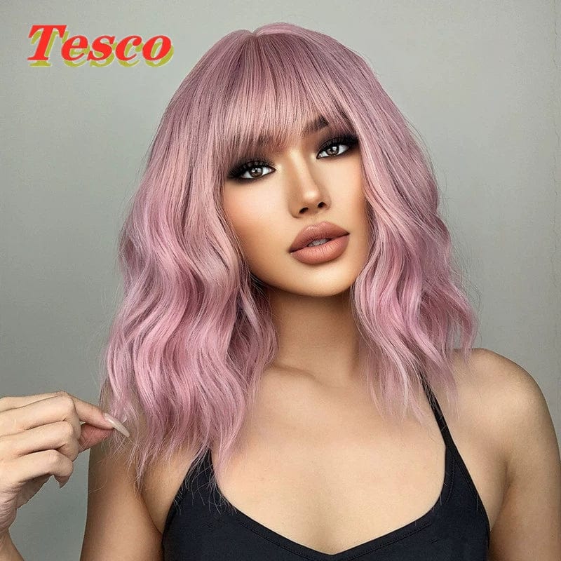  Showlu Fashion Store 50023284 210-1 Short Hair Wig Fashion Wind Wave Curly Hair Short Hair Straight Bangs Nature Corn Curler Wig Full-Head Wig Female