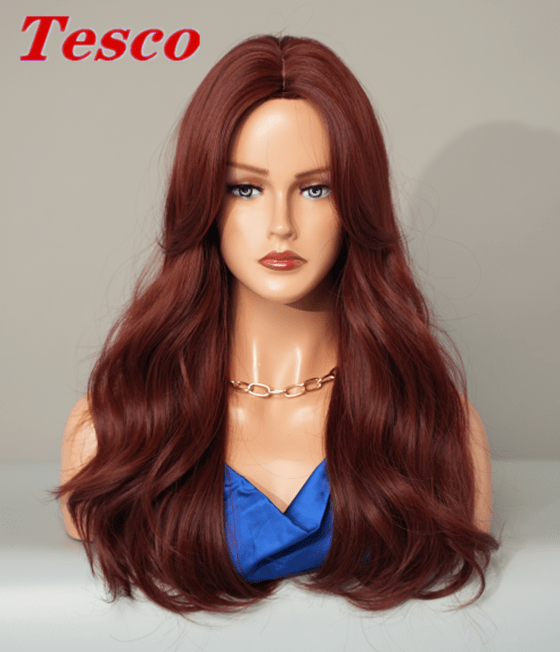  Showlu Fashion Store 50023284 Tesco Fashion Brown Golden Wig Female Full-Head Wig Eight-Character Mid Length Long Length Gradient Color Nature Curly Hair Wig