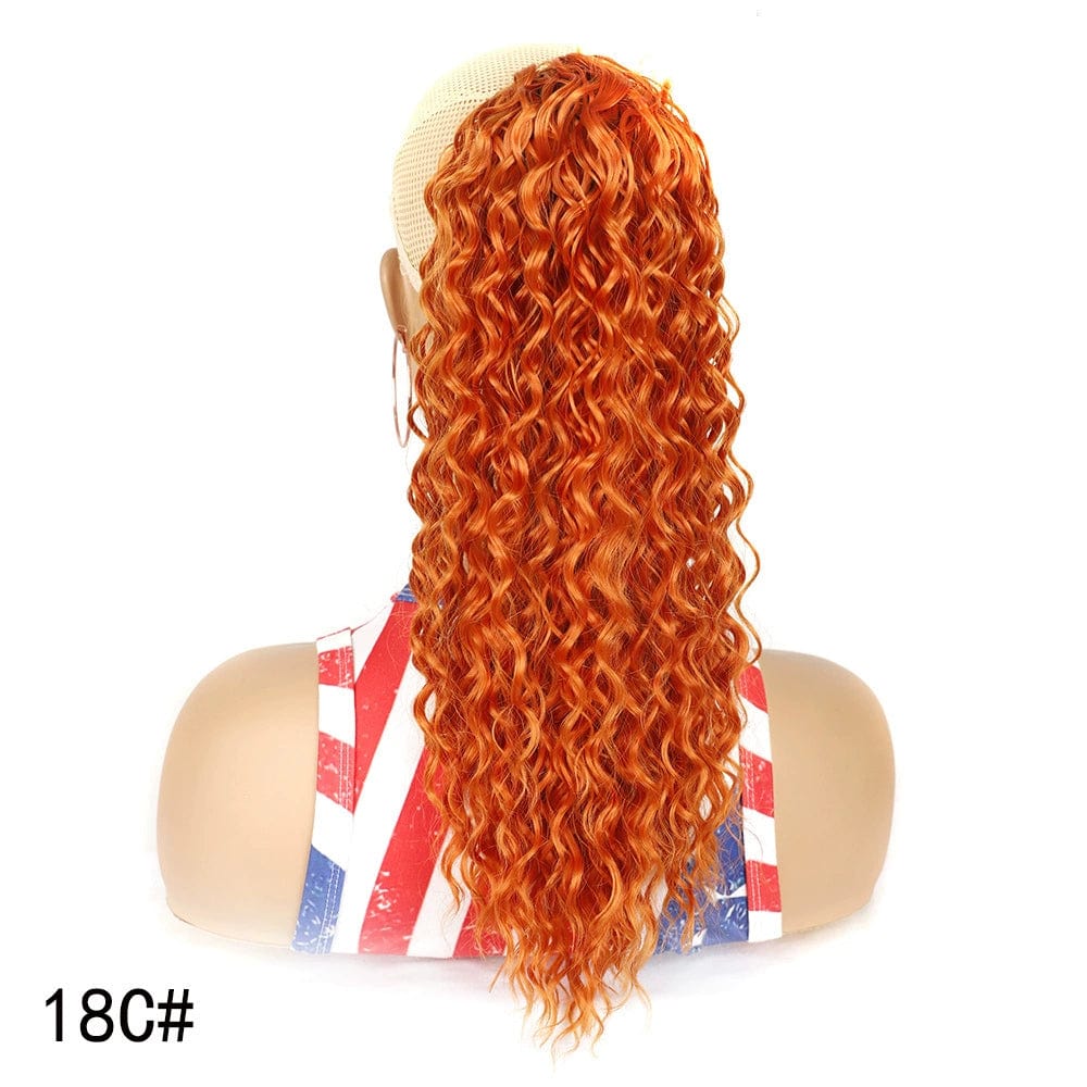 Showlu Fashion Store 50023286 18C#(45cm)(Orange) European and American Chemical Fiber Foreign Trade Elastic Net Drawstring Wig