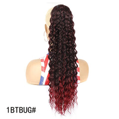 Showlu Fashion Store 50023286 1btbug#(60cm)(Black wine red) European and American Chemical Fiber Foreign Trade Elastic Net Drawstring Wig