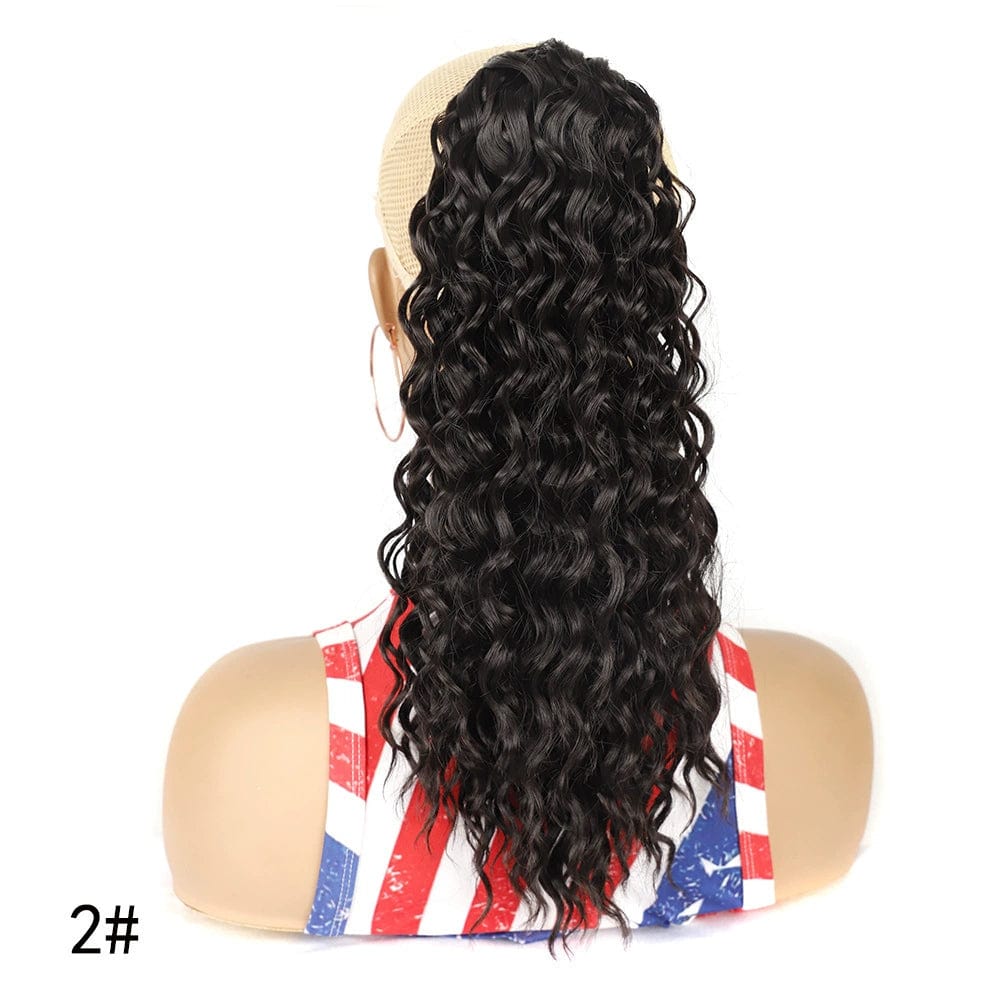 Showlu Fashion Store 50023286 2#(45cm)(Natural Black) European and American Chemical Fiber Foreign Trade Elastic Net Drawstring Wig