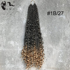 Showlu Fashion Store 50023325 #1B/27 18inch African Black Dreadlocks Three-Strand Braid Crochet Hair Extension Goddess Faux Locs Box Crochet Hair