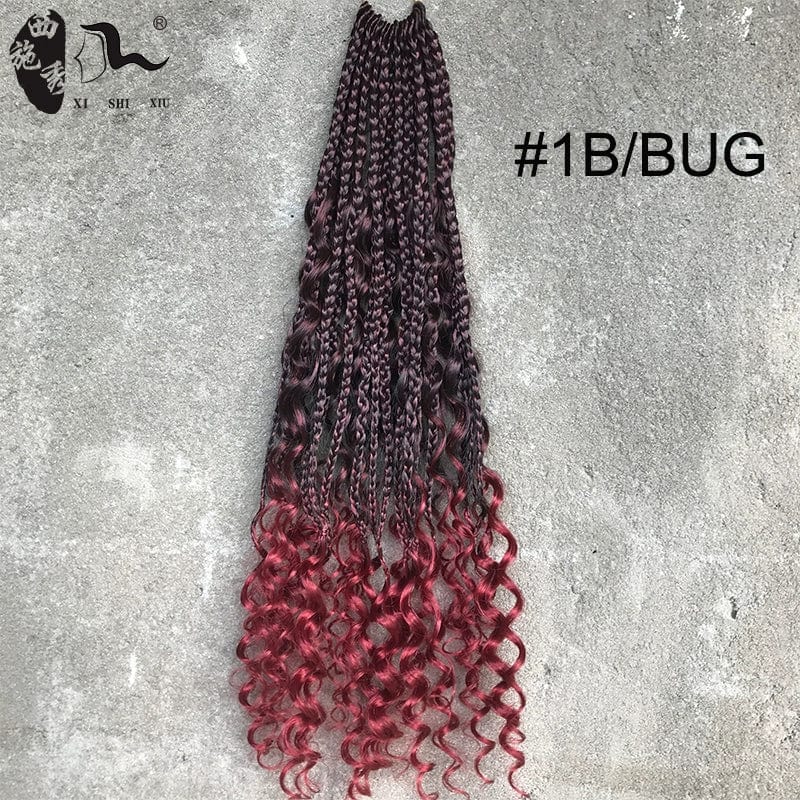 Showlu Fashion Store 50023325 #1B/BUG 18inch African Black Dreadlocks Three-Strand Braid Crochet Hair Extension Goddess Faux Locs Box Crochet Hair