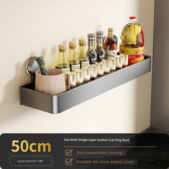 SHOWLU FASHION STORE 枪灰-50cm调料架【吸盘式】 Suction Cup Punch-Free Wall Condiment Hook Rack