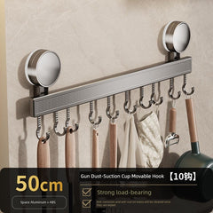 SHOWLU FASHION STORE 枪灰-50cm10钩【吸盘式】 Suction Cup Punch-Free Wall Condiment Hook Rack