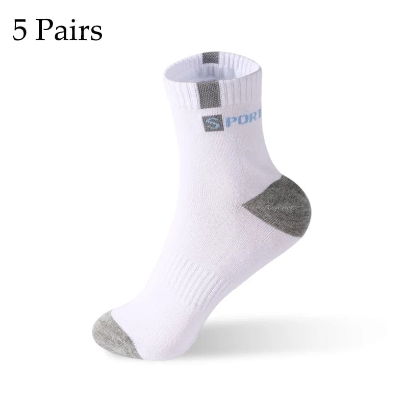 Showlu Fashion Store 5Pairs White / one size 5 Pairs Men Bamboo Fiber Autumn Winter Men Socks Breathable Cotton Sports Sock Breathable Deodorant Business Socks Size 37-43