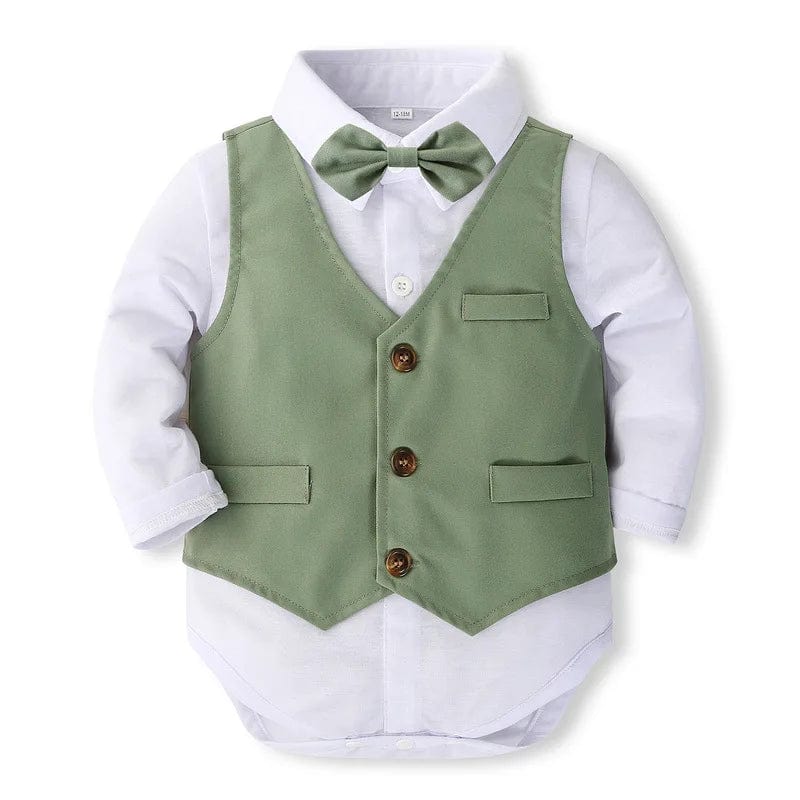 Showlu Fashion Store 5Piece Sets Spring Autumn Newborn Boy Clothes Korean Fashion Gentleman Bodysuit+Vest+Pants+Tie+Hat Baby Luxury Clothing BC1684