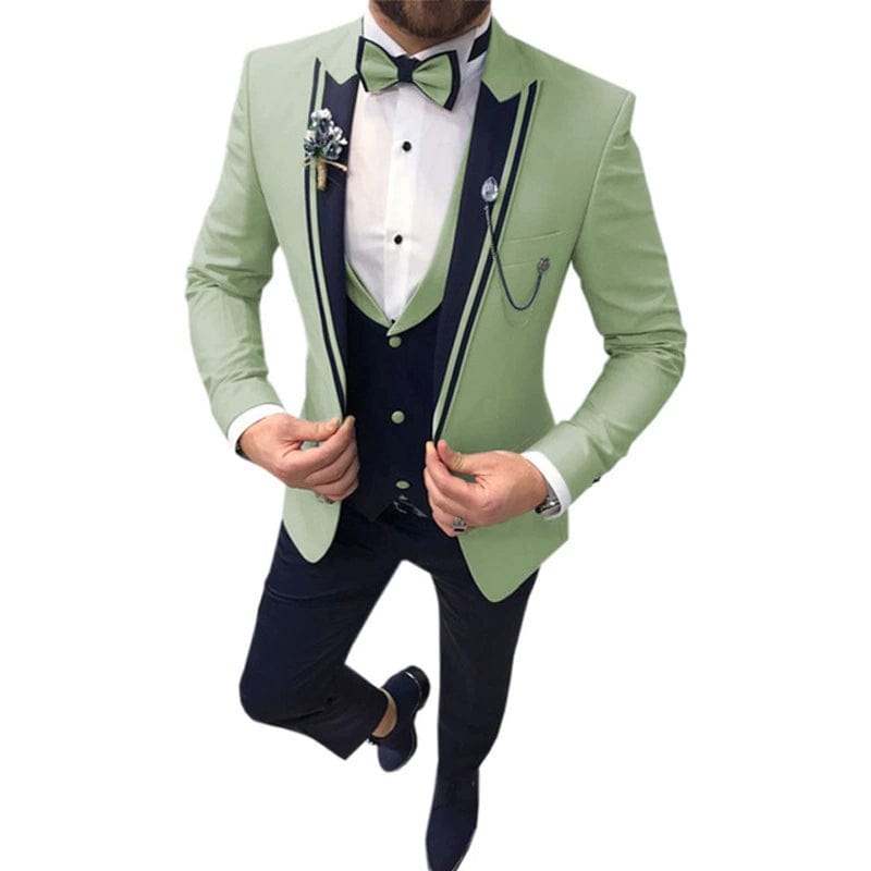  Showlu Fashion Store 5XL / 1 Foreign Trade Men's Large Size Fancy Suit Set Three-Piece Set Suit with Vest Groom Dress Host Singer Suit