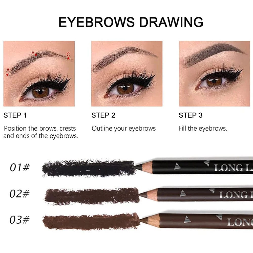 Showlu Fashion Store 6/12Pcs Eye Brow Pencil Waterproof Professional Women Eye Makeup Pen Easy Color Natural Black Brown Cosmetic Beauty Eyebrow Tool