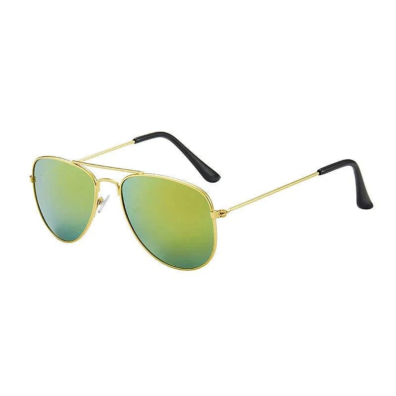 Kids pilot sunglasses with metal frame and mirror lenses, stylish goggles for boys and girls by Showlu Fashion Store