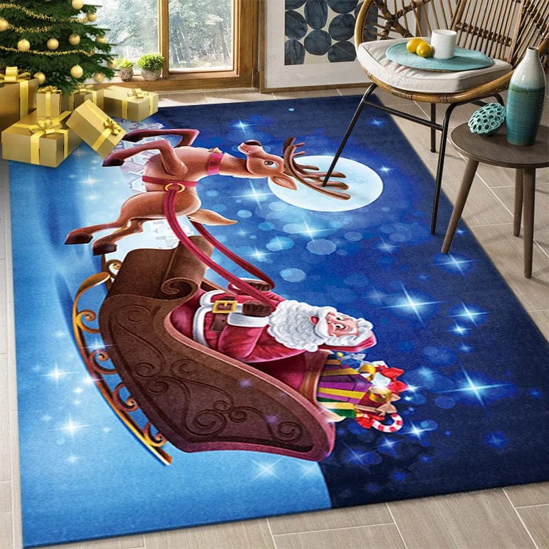 Showlu Fashion Store 6 / 40x120cm 15x47inch Christmas Rugs Home Rugs Santa Pattern Living Room Bedroom Decor Doormats Holiday Party Atmosphere Arrangement Decoration