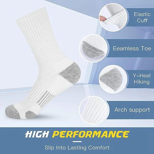 Showlu Fashion Store 6 Pairs Grey / One Size 6 Pairs of New Style High-Quality Comfortable Soft Men's Outdoor Gym Socks Large Size Ground-Gripping Football Socks