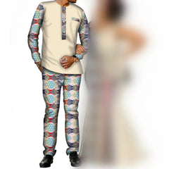 SHOWLU FASHION STORE 6 / S / CHINA African Couple Clothes Women`s Long Maxi Dress And Men`s Tracksuit Dashiki Outfits Shirts And Pants Set Evening Wedding Party