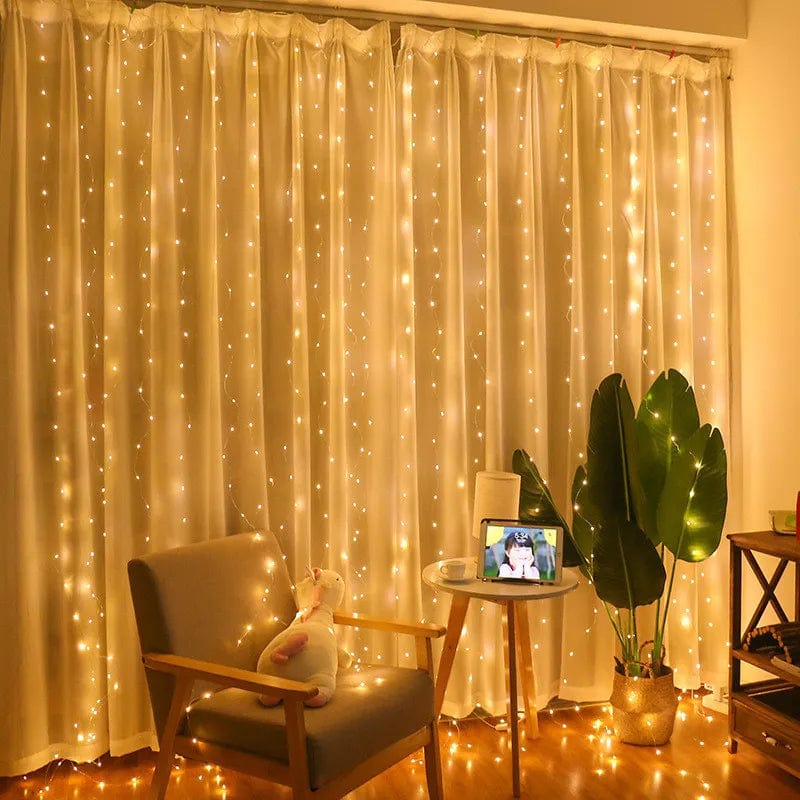 Showlu Fashion Store 600/300 LED Window Curtain String Light Wedding Party Home Garden Bedroom Outdoor Indoor Wall Decorations