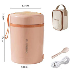 Showlu Fashion Store 600ML USB Electric Heating Lunch Box Portable Picnic Milk Drink  Food Heater Stainless Steel Food Warmer Container 5V 12V 24V