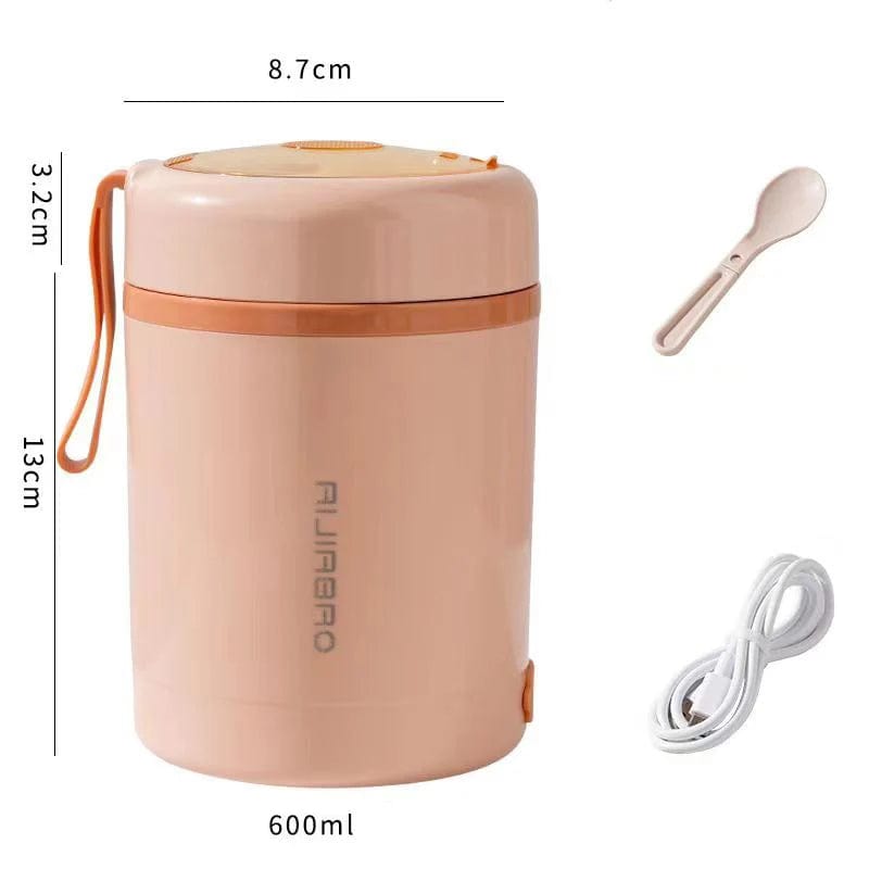 Showlu Fashion Store 600ML USB Electric Heating Lunch Box Portable Picnic Milk Drink  Food Heater Stainless Steel Food Warmer Container 5V 12V 24V