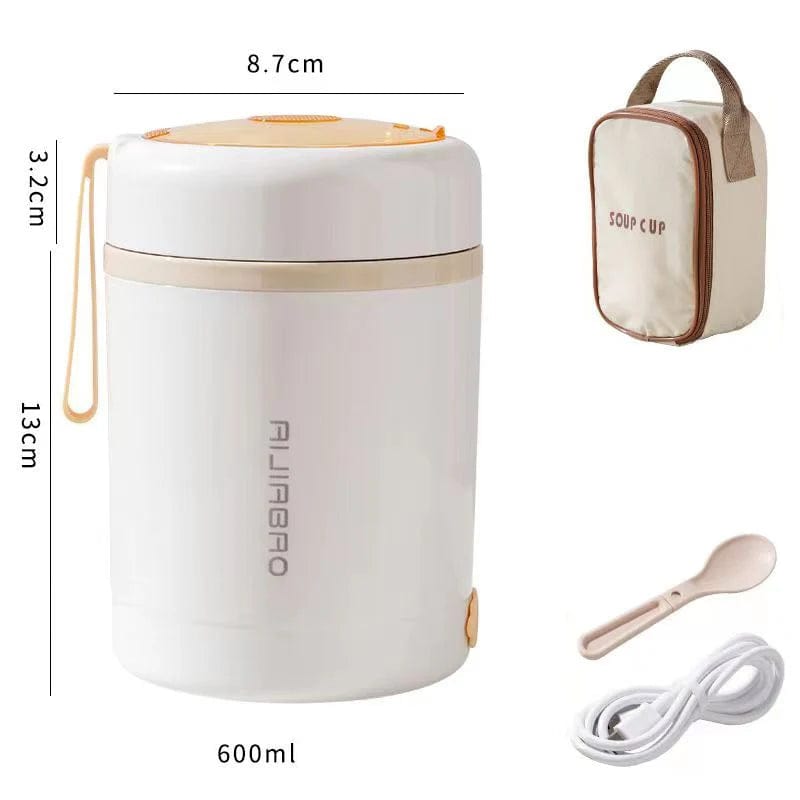 Showlu Fashion Store 600ML USB Electric Heating Lunch Box Portable Picnic Milk Drink  Food Heater Stainless Steel Food Warmer Container 5V 12V 24V