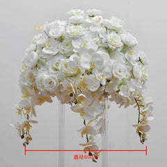 Showlu Fashion Store 60cm 70/60/50/40cm Wedding Table Centerpiece Ball White Rose Orchid Hydrangea Flower Arrangement Party Road Lead Props Window Display