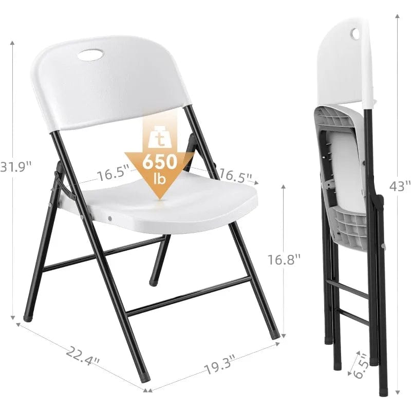 SHOWLU FASHION STORE 650 Weight Limit Heavy Duty Plastic Folding Chair with Reinforced Steel Frame for Indoor and Outdoor, Wedding