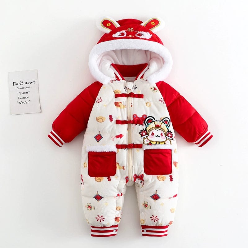 Showlu Fashion Store 66cm / Red(Removable hat) Baby's New Year Dress-Year-Old Outwear Jumpsuit