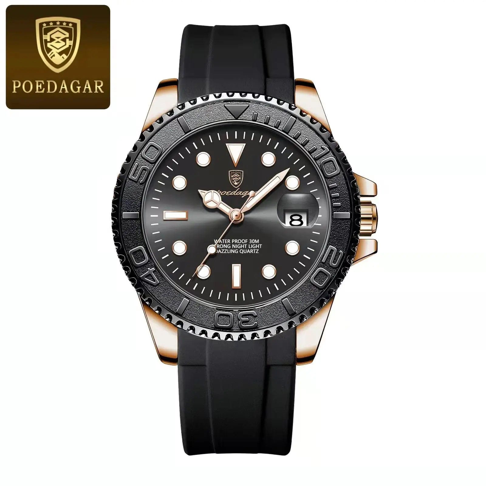 SHOWLU FASHION STORE 680 Black Black POEDAGAR Top Luxury Man Watch Waterproof Luminous Date Men Watch Stainless Steel Male Clock Sport Fashion Men's Quartz Watches