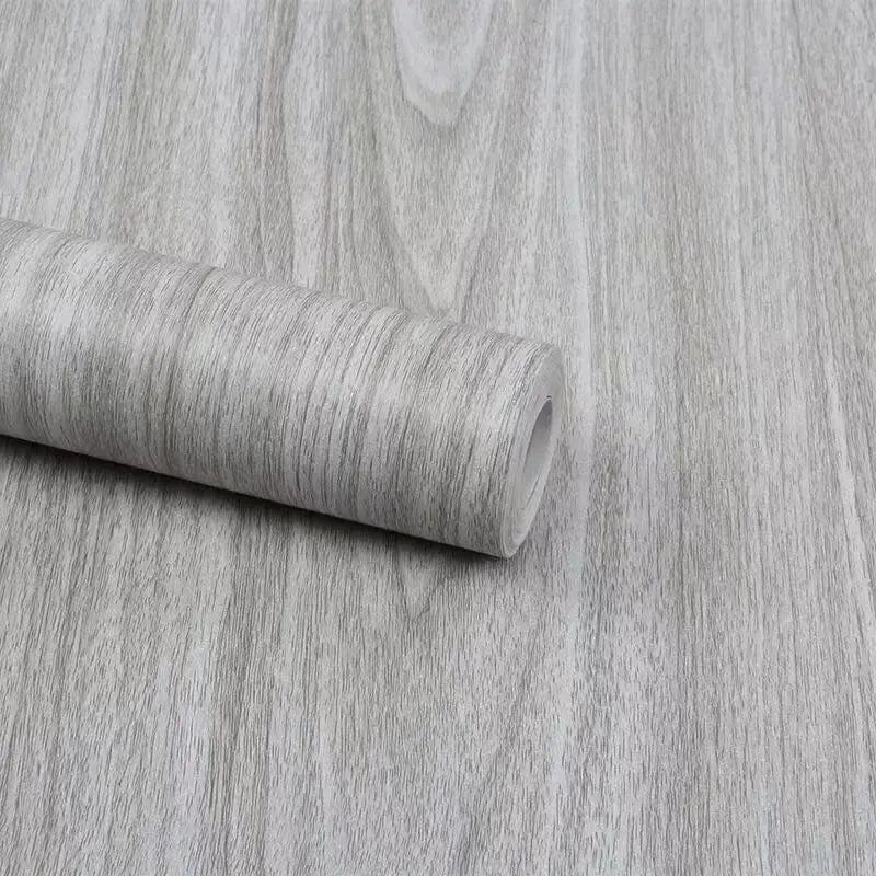 SHOWLU FASHION STORE 6M Gray Wood Grain Wallpaper Furniture Renovation Waterproof Sticker Pvc Self Adhesive Removable Wallpaper for Living Room