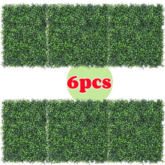 Showlu Fashion Store 6pcs 25*25cm Artificial Plant Walls Foliage Hedge Grass Mat Greenery Panels Fence Home Decor Fake Plants Garden Simulated Lawn