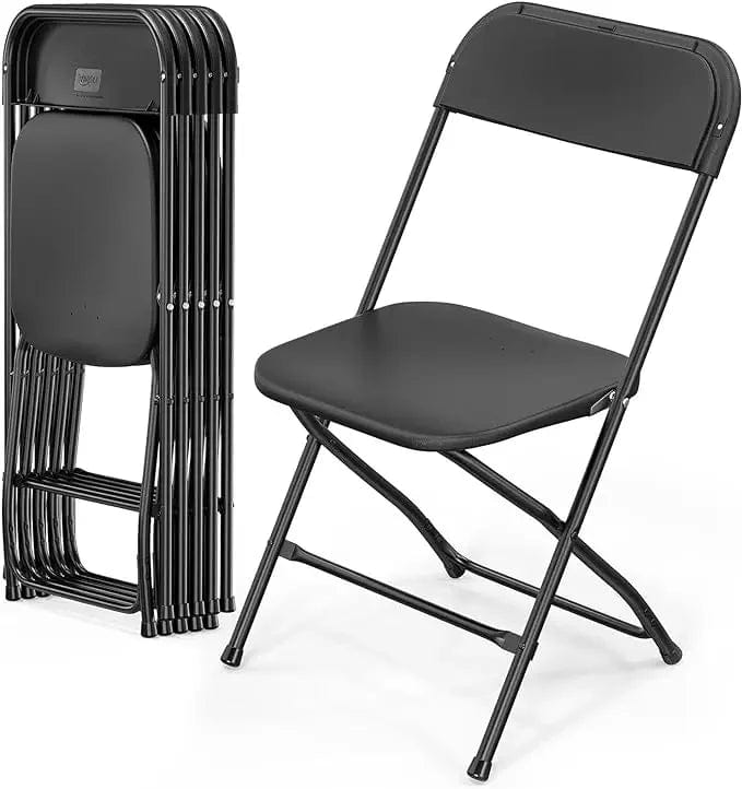 SHOWLU FASHION STORE 6pcs Black / United States 4/6/8/10/12/20Pcs Plastic Folding Chairs Stackable Wedding Party Camping Dining Seats, Home - White/Black