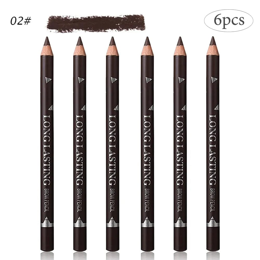 Showlu Fashion Store 6pcs Brown 02 no box 6/12Pcs Eye Brow Pencil Waterproof Professional Women Eye Makeup Pen Easy Color Natural Black Brown Cosmetic Beauty Eyebrow Tool