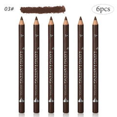 Showlu Fashion Store 6pcs Brown 03 no box 6/12Pcs Eye Brow Pencil Waterproof Professional Women Eye Makeup Pen Easy Color Natural Black Brown Cosmetic Beauty Eyebrow Tool