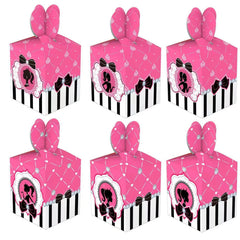 Showlu Fashion Store 6pcs candy box Barbie Pink Girl Princess Cake Topper Table Decorations Rose Diamond Birthday Party Supplies Paper Cups Plates Balloon Baby