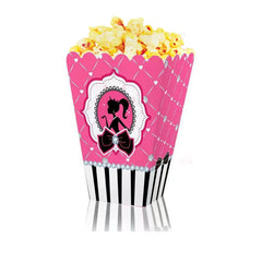 Showlu Fashion Store 6pcs popcorn box Barbie Pink Girl Princess Cake Topper Table Decorations Rose Diamond Birthday Party Supplies Paper Cups Plates Balloon Baby