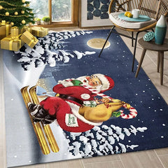 Showlu Fashion Store 7 / 40x120cm 15x47inch Christmas Rugs Home Rugs Santa Pattern Living Room Bedroom Decor Doormats Holiday Party Atmosphere Arrangement Decoration