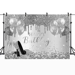  Showlu Fashion Store 7 / Cotton 150x100cm Mocsicka Glitter Women Birthday Backdrop Ballon High Heel Rose Gold Girl Birthday Party Photo Background Custom Banner Photocall