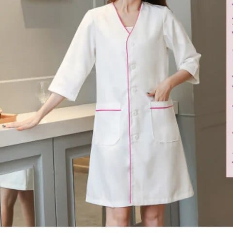 Showlu Fashion Store 7 / XS Black short beauty uniform dress spa uniform scrub uniform white plus size Salon grooming clothes Lab coat logo Beautician tops