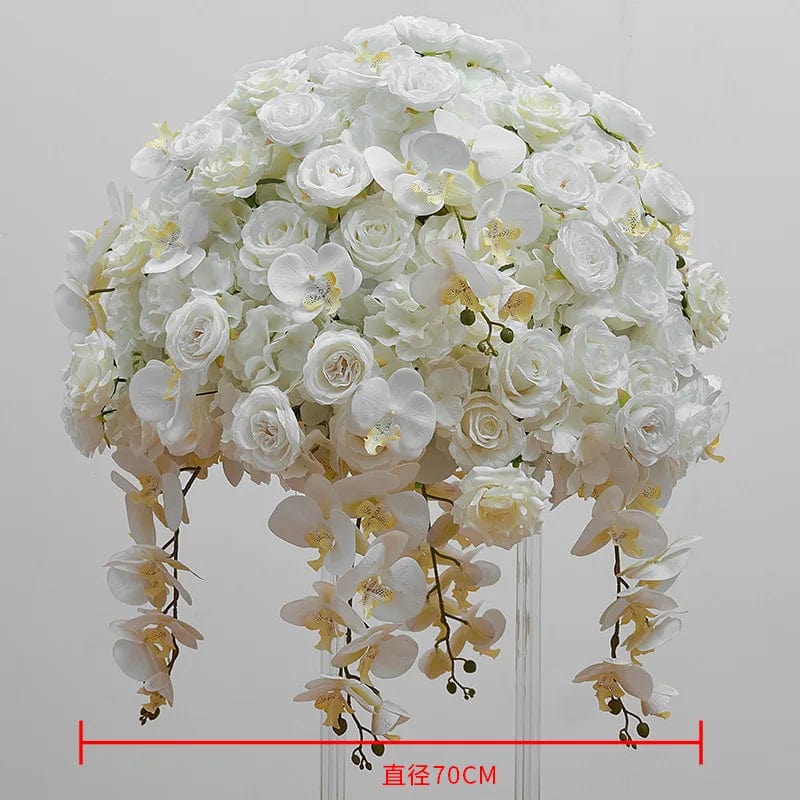 Showlu Fashion Store 70cm 70/60/50/40cm Wedding Table Centerpiece Ball White Rose Orchid Hydrangea Flower Arrangement Party Road Lead Props Window Display