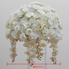 Showlu Fashion Store 70cm 70/60/50/40cm Wedding Table Centerpiece Ball White Rose Orchid Hydrangea Flower Arrangement Party Road Lead Props Window Display