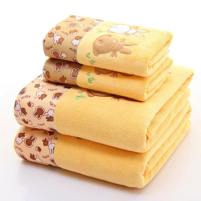 SHOWLU FASHION STORE 70x140m / Double rabbit yellow Home Facecloth Bath Towel Suit Comfortable Soft and Thickened Face Cloth Water-Absorbing Quick-Drying Square Towel Gift Box Gift Gift