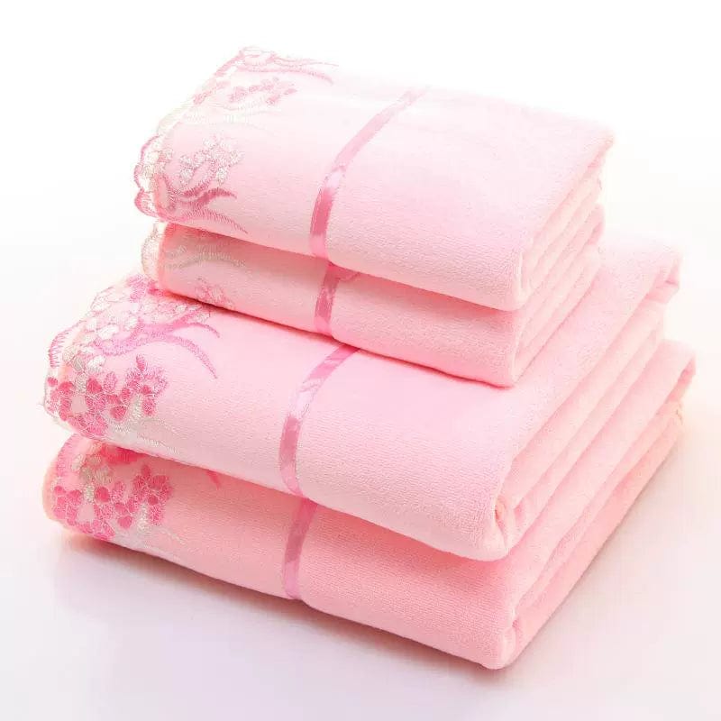 SHOWLU FASHION STORE 70x140m / Lace powder Home Facecloth Bath Towel Suit Comfortable Soft and Thickened Face Cloth Water-Absorbing Quick-Drying Square Towel Gift Box Gift Gift