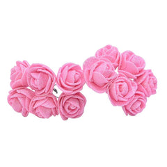 Showlu Fashion Store 72pcs/lot 3.5cm Gold Silver Glitter Foam Rose Artificial Flowers for Wedding Decoration Gift Box Decorative Wreath Bouquet