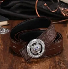  Showlu Fashion Store 8 / 115CM / CHINA New Luxury Men's Belt Embossed Head Layer Belt with The Lion Buckle Belts  Men Fashion Belts for High Quality Ladies