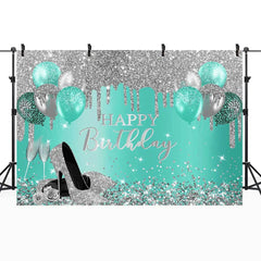  Showlu Fashion Store 8 / Cotton 150x100cm Mocsicka Glitter Women Birthday Backdrop Ballon High Heel Rose Gold Girl Birthday Party Photo Background Custom Banner Photocall