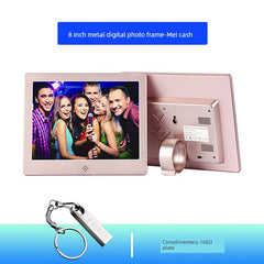  Showlu Fashion Store 8 inch-rose gold-send 16G U disk (can store about 5000 photos) Digital Photo Frame For Home Electronic Photo Album Metal Texture Narrow Edge Smart Photo Frame Picture Movie Table Decoration HD Player 8-Inch 10-Inch 12-Inch 15-Inch Wall Hanging Vertical Advisement Player Display