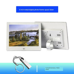  Showlu Fashion Store 8 inch-space silver-send 16G U disk (can store about 5000 photos) Digital Photo Frame For Home Electronic Photo Album Metal Texture Narrow Edge Smart Photo Frame Picture Movie Table Decoration HD Player 8-Inch 10-Inch 12-Inch 15-Inch Wall Hanging Vertical Advisement Player Display