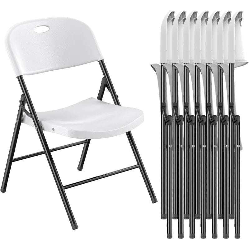 SHOWLU FASHION STORE 8 Pack / United States 650 Weight Limit Heavy Duty Plastic Folding Chair with Reinforced Steel Frame for Indoor and Outdoor, Wedding