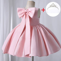 Showlu Fashion Store 80 / Pink + Crown Girls' Dress Summer Birthday Party Gaoding Formal Dress Children's Sweet Summer Dress Baby Girls' Bud Skirt Princess Dress